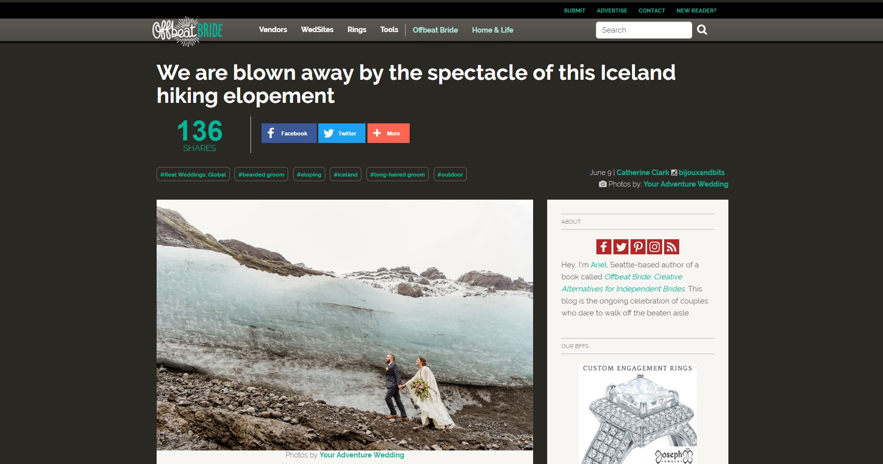 Iceland Hiking Wedding Featured on Offbeat Bride