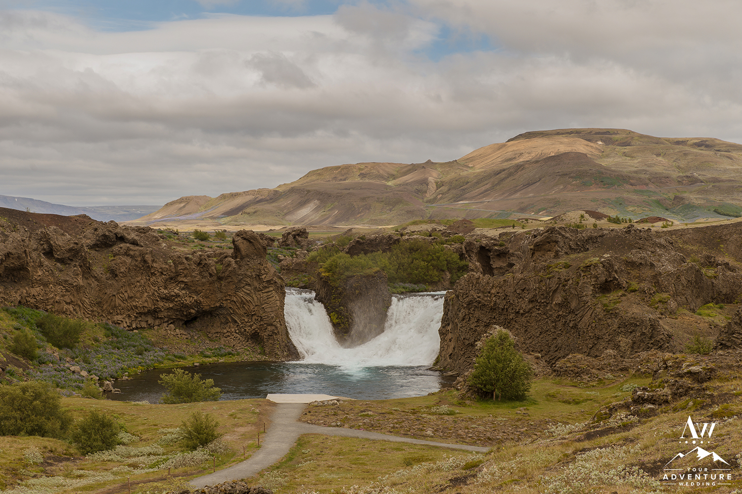 Iceland Wedding Planner and Photographer - Hjálparfoss Waterfall